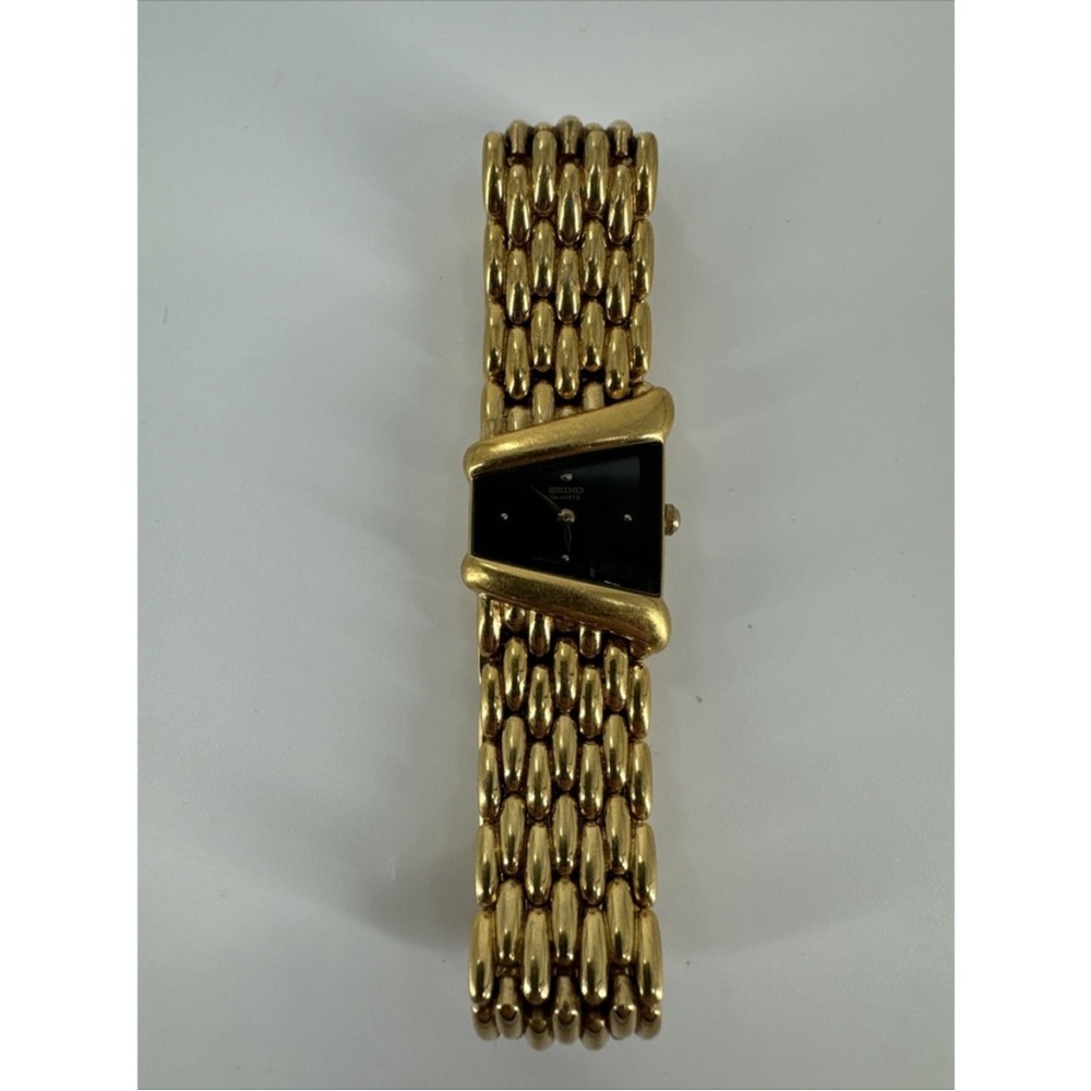 Vintage Seiko Rivoli Ladies Trapezoid Half Moon Watch - 4N00-5749 Gold Tone